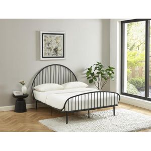 Bed 140 x 190 cm - Metaal - Zwart - ISELIA L 147 cm x H 117.5 cm x D 197 cm