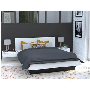 Bed met nachtkastjes - 140 x 190 cm - Kleur: wit + matras - MARVELLOUS