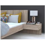 Bed met nachtkastjes 140 x 190 cm - Kleur: houtlook + matras - MARVELLOUS