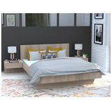 Bed met nachtkastjes 140 x 190 cm - Kleur: houtlook + matras - MARVELLOUS