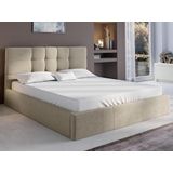 Bed met opbergruimte 160 x 200 cm - Stof - Beige + matras - ELIAVA