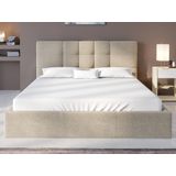 Bed met opbergruimte 160 x 200 cm - Stof - Beige + matras - ELIAVA