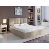 Bed met opbergruimte 160 x 200 cm - Stof - Beige + matras - ELIAVA