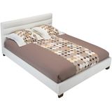 Bed 160 x 200 cm - Kunstleer - Wit + matras - FAUSTIN