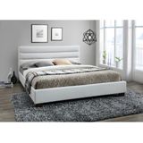 Bed 160 x 200 cm - Kunstleer - Wit + matras - FAUSTIN