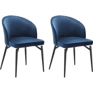 Set van 2 stoelen van velours en zwart metaal - Blauw - GILONA van Pascal MORABITO