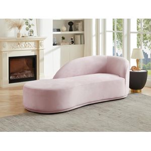 Linkse chaise longue met bekleding in roze fluweel – LONIGO van Pascal Morabito