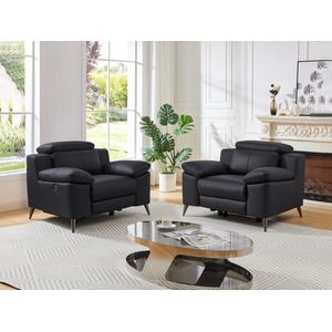 Elektrische relax-fauteuil van zwart leer MAROTI L 114 cm x H 80 cm x D 103 cm