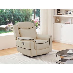 Vente-unique Elektrische relax-fauteuil van beige leer ADELIO L 105 cm x H 102 cm x D 95 cm