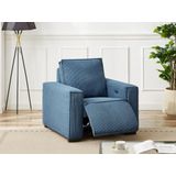 Elektrische relaxfauteuil met bekleding in blauw ribfluweel – AMELIO