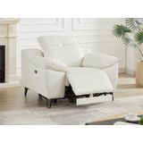 LINEA SOFA Elektrische relax-fauteuil van wit leer ROVETO L 115 cm x H 78 cm x D 112 cm