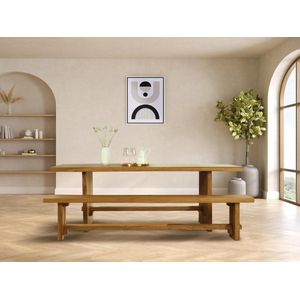 Set tafel + bank - Kleur: houtlook - LENIDA L 220 cm x H 75 cm x D 100 cm