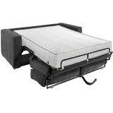 Omkeerbare driezits-express-slaapbank van antracietkleurig ribfluweel - Bed 140 cm - Matras 22 cm LORETO