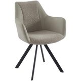 Maison Céphy Set van 2 stoelen met armleuningen van kunstleer, stof en zwart metaal - Beige - TALEZY L 63 cm x H 89 cm x D 64 cm