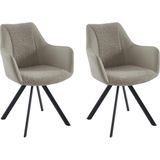 Maison Céphy Set van 2 stoelen met armleuningen van kunstleer, stof en zwart metaal - Beige - TALEZY L 63 cm x H 89 cm x D 64 cm