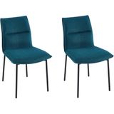 Set van 2 stoelen van stof en zwart metaal - Blauw - ETIVAL L 51 cm x H 85 cm x D 61 cm