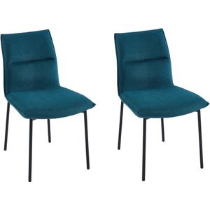 Set van 2 stoelen van stof en zwart metaal - Blauw - ETIVAL