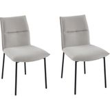Set van 2 stoelen van stof en zwart metaal - Crèmewit - ETIVAL