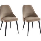 Set van 2 stoelen van velours en zwart metaal - Beige - EZRA