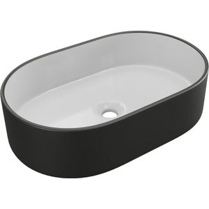 Shower & Design Wastafel IWA - Tweekleurig zwart en binnenkant wit L 56 cm x H 14.5 cm x D 35.5 cm