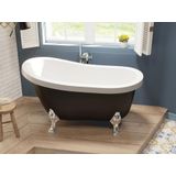 Retro eilandbad met zilveren leeuwenpoten - 171 L - 145 x 74 x 77 cm - Zwart mat - NISOS