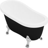 Shower & Design Retro eilandbad met zilveren leeuwenpoten - 171 L - 145 x 74 x 77 cm - Zwart mat - NISOS L 145 cm x H 77 cm x D 74 cm