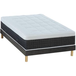 Set bedbodem van velours + matras met pocketveren met 7 zones en vormgeheugen en latex, dikte 30 cm - 160 x 200 cm - ARTIO van DREAMEA