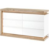 Ladekast met 6 lades - Met ledverlichting - Mdf - Wit gelakt en naturel - FLARANCIA