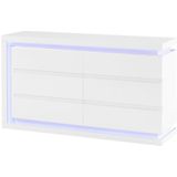 Ladekast met 6 lades - Met ledverlichting - Mdf - Wit gelakt - FLARANCIA