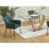 Set van 2 stoelen met armleuningen van boucléstof en zwart metaal - Blauw - AKETI L 62 cm x H 83 cm x D 65 cm