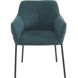 Set van 2 stoelen met armleuningen van boucléstof en zwart metaal - Blauw - AKETI L 62 cm x H 83 cm x D 65 cm