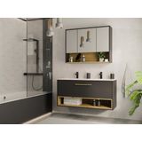 Antraciet hangmeubel voor badkamer met inbouwwastafel en toiletkastje - 120 cm - YANGRA