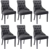 Set van 6 stoelen van stof en heveahout - Grijs - MERVIA L 56 cm x H 93 cm x D 61.5 cm