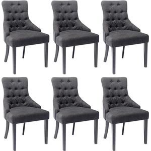Set van 6 stoelen van stof en heveahout - Grijs - MERVIA L 56 cm x H 93 cm x D 61.5 cm