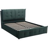 Bed met opbergruimte 160 x 200 cm - Velours - Groen + matras - OLERIA