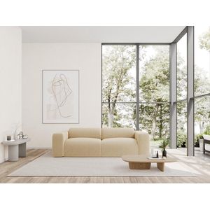 Maison Céphy Vierzitsbank van beige stof met textuur POGNI van Maison Céphy L 245 cm x H 73 cm x D 97 cm