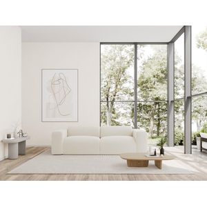 Vente-unique Vierzitsbank van witte boucléstof POGNI van Maison Céphy L 245 cm x H 73 cm x D 97 cm