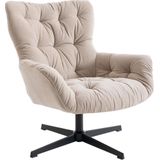 Draaifauteuil van beige stof OPHELIE L 83 cm x H 87 cm x D 83 cm