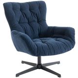 Draaifauteuil van nachtblauwe stof OPHELIE L 83 cm x H 87 cm x D 83 cm