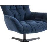 Draaifauteuil van nachtblauwe stof OPHELIE L 83 cm x H 87 cm x D 83 cm