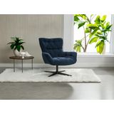 Draaifauteuil van nachtblauwe stof OPHELIE L 83 cm x H 87 cm x D 83 cm