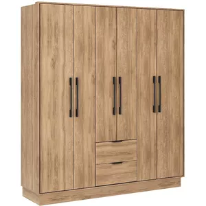 Kledingkast Lynn 3-deurs - eikenkleur - 200x147x62 cm | Leen Bakker Kledingkast Lynn 3-deurs - eikenkleur - 200x147x62 cm | Leen Bakker