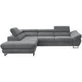 Hoekslaapbank met hoek links van grijze stof met textuur DALIAS L 280 cm x H 69 cm x D 235 cm