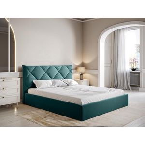 PASCAL MORABITO Bed met opbergruimte 160 x 200 cm - Velours - Blauwgroen - STARI van Pascal Morabito - van Pascal Morabito L 173 cm x H 104 cm x D 210 cm