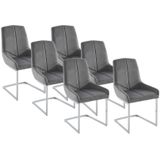 Set van 6 stoelen van velours en metaal - Grijs - BERLONA