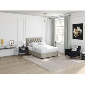 Bed met lades 140 x 190 cm - beige velours + matras - LEOPOLD