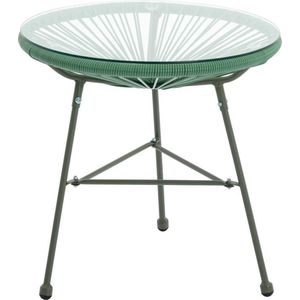 MYLIA Tuintafel van gevlochten harsdraden - Kaki - ALIOS III van MYLIA L 50 cm x H 50 cm x D 50 cm