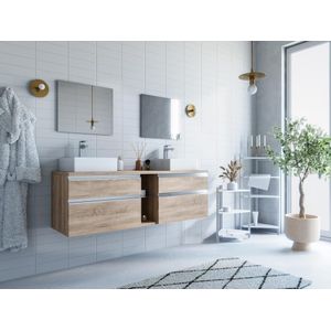 MAGDALENA II - Badkamermeubel - Eik - 150 cm - Inclusief 2 Wastafels