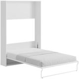 Opklapbaar bed 140 x 200 cm - Verticale handmatige opening - Wit + matras - MALINA II