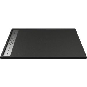 Opzet- of inbouwdouchebak van hars – Zwart – 120 x 90 cm - Snijdbaar - LYROSA